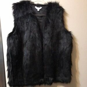 Time and Tru Black Faux Fur Vest